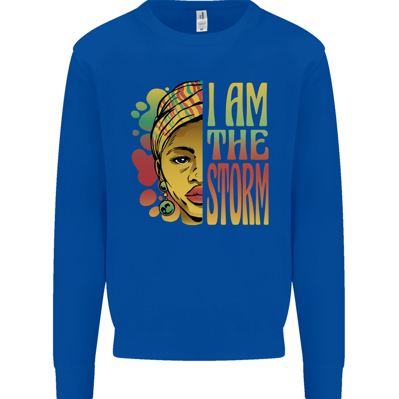 I Am the Storm African Black Lives Matter Mens Sweatshirt Jumper Royal Blue