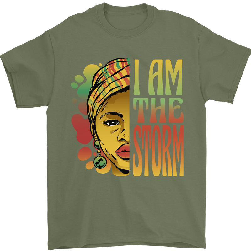 I Am the Storm African Black Lives Matter Mens T-Shirt 100% Cotton Military Green