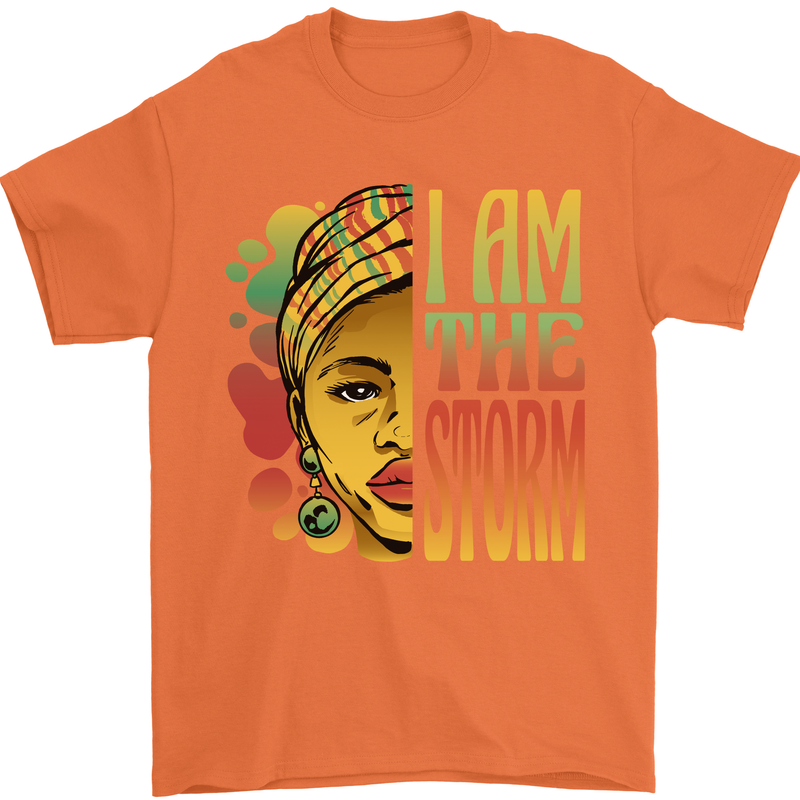 I Am the Storm African Black Lives Matter Mens T-Shirt 100% Cotton Orange