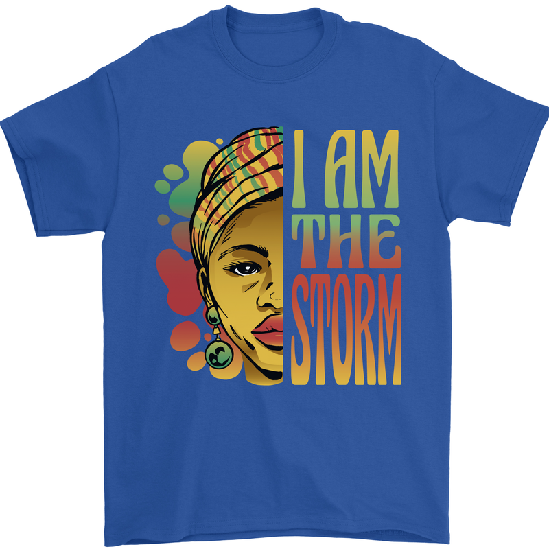 I Am the Storm African Black Lives Matter Mens T-Shirt 100% Cotton Royal Blue