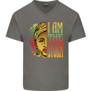 I Am the Storm African Black Lives Matter Mens V-Neck Cotton T-Shirt Charcoal