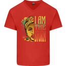I Am the Storm African Black Lives Matter Mens V-Neck Cotton T-Shirt Red