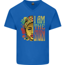 I Am the Storm African Black Lives Matter Mens V-Neck Cotton T-Shirt Royal Blue