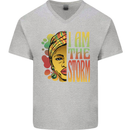 I Am the Storm African Black Lives Matter Mens V-Neck Cotton T-Shirt Sports Grey