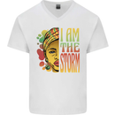 I Am the Storm African Black Lives Matter Mens V-Neck Cotton T-Shirt White