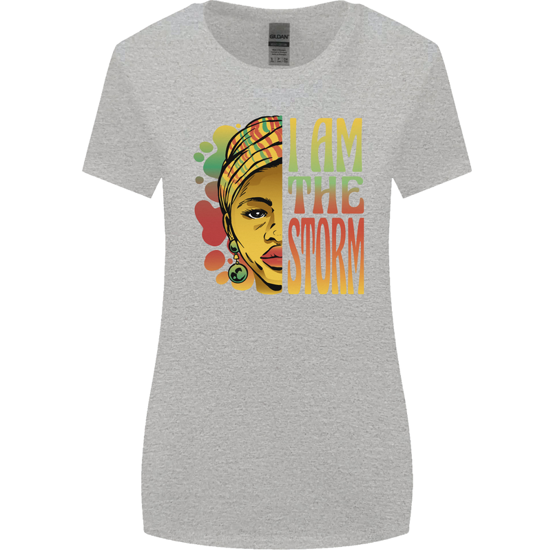 I Am the Storm African Black Lives Matter Womens Wider Cut T-Shirt Sports Grey