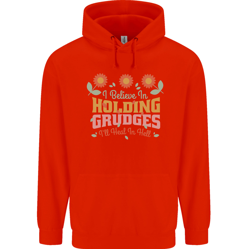 I Believe in Holding Grudges Funny Quote Childrens Kids Hoodie Bright Red