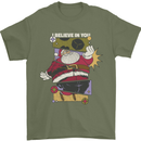 I Believe in You Christmas Santa Claus Mens T-Shirt 100% Cotton Military Green