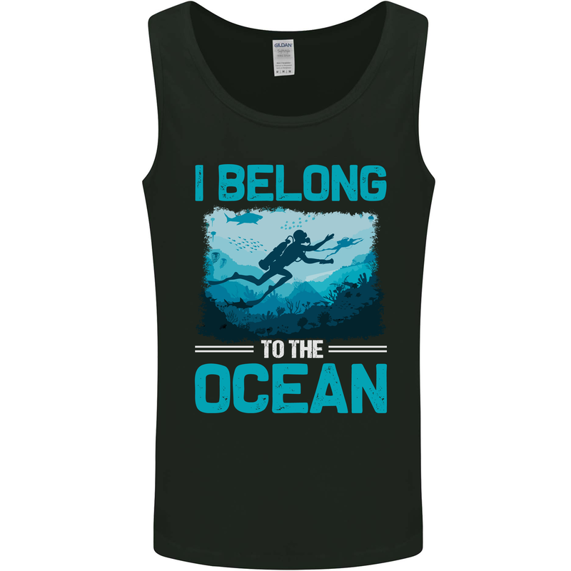 I Belong to the Ocean Scuba Diving Diver Dive Mens Vest Tank Top Black
