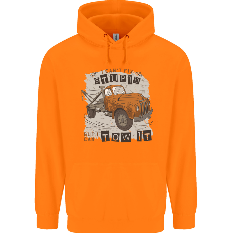 I Can Tow It Funny Towing Truck Operator Childrens Kids Hoodie Orange