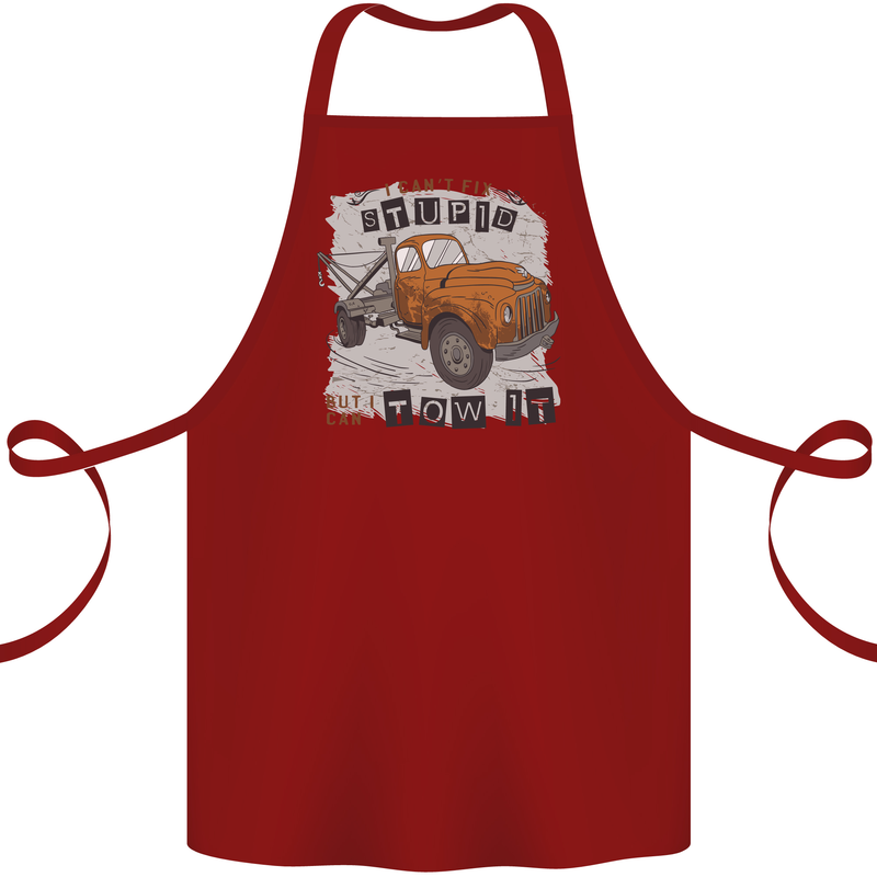 I Can Tow It Funny Towing Truck Operator Cotton Apron 100% Organic Maroon