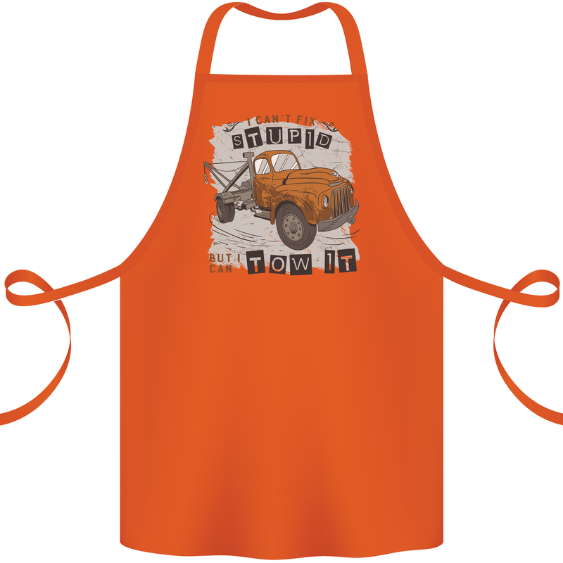 I Can Tow It Funny Towing Truck Operator Cotton Apron 100% Organic Orange
