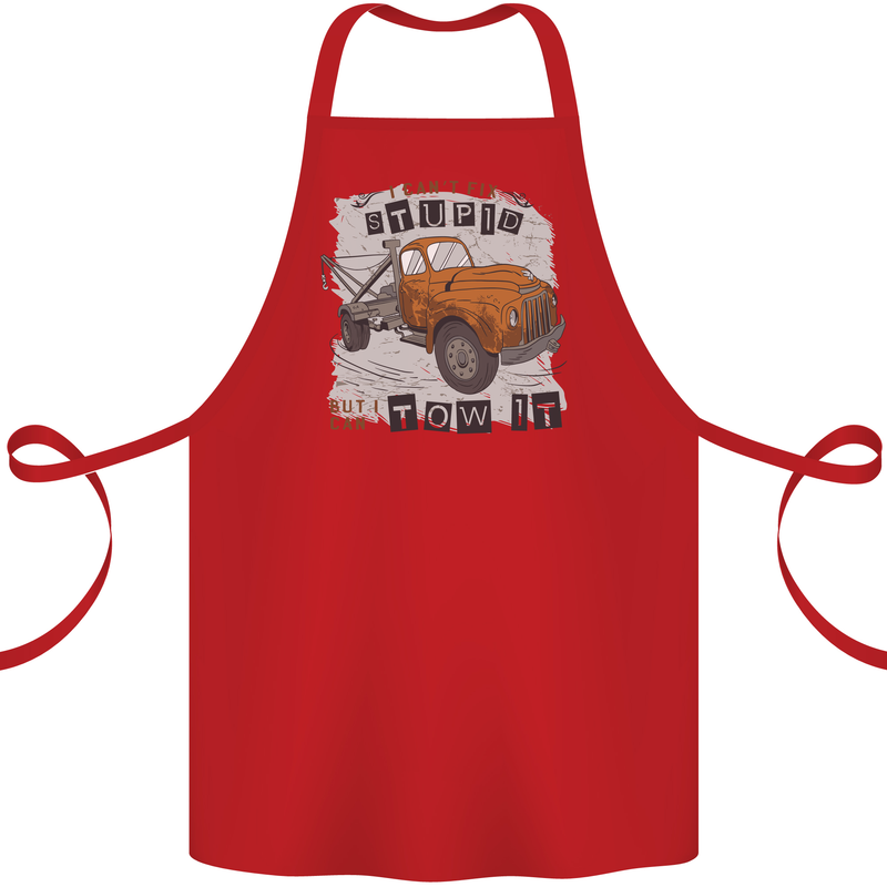 I Can Tow It Funny Towing Truck Operator Cotton Apron 100% Organic Red