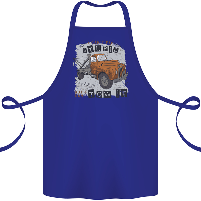 I Can Tow It Funny Towing Truck Operator Cotton Apron 100% Organic Royal Blue