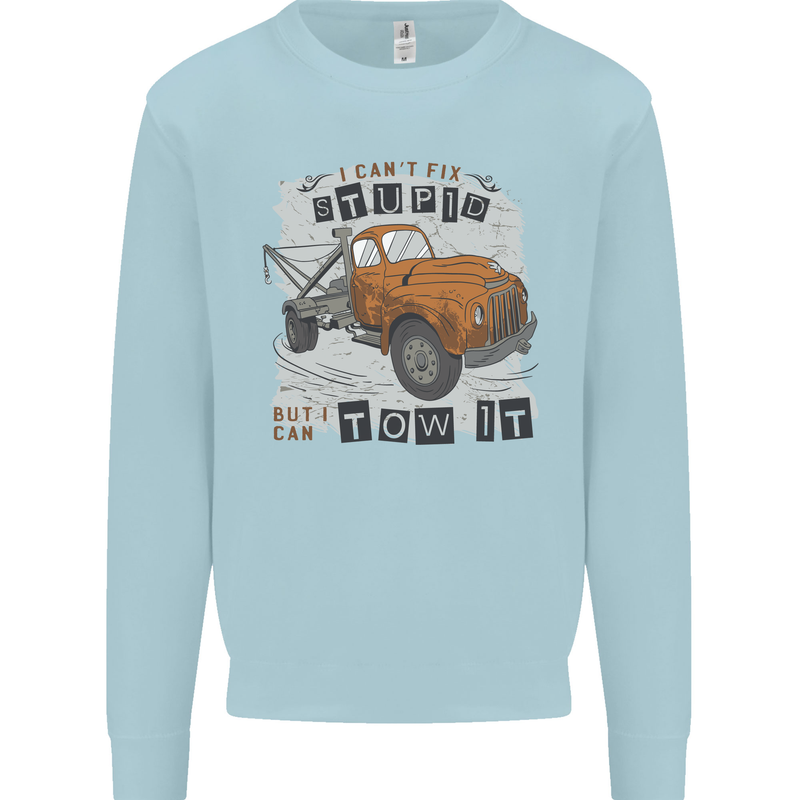I Can Tow It Funny Towing Truck Operator Kids Sweatshirt Jumper Light Blue
