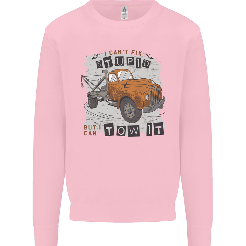 I Can Tow It Funny Towing Truck Operator Kids Sweatshirt Jumper Light Pink