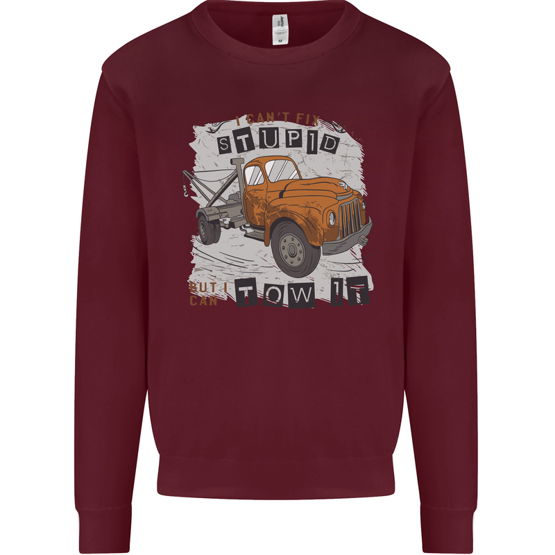 I Can Tow It Funny Towing Truck Operator Kids Sweatshirt Jumper Maroon
