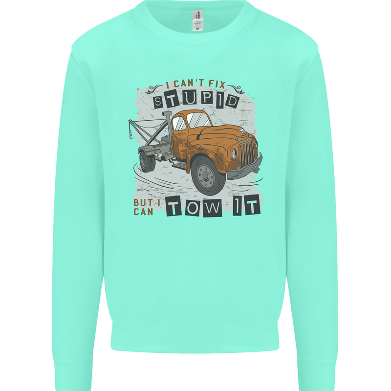 I Can Tow It Funny Towing Truck Operator Kids Sweatshirt Jumper Peppermint