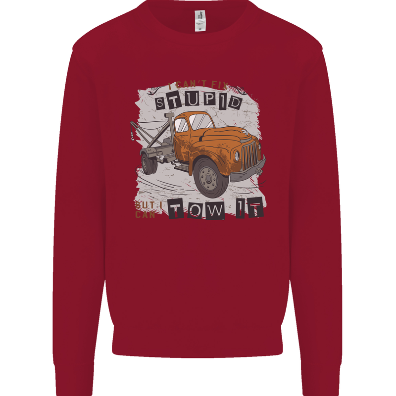 I Can Tow It Funny Towing Truck Operator Kids Sweatshirt Jumper Red