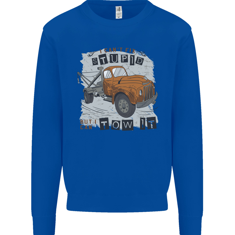 I Can Tow It Funny Towing Truck Operator Kids Sweatshirt Jumper Royal Blue