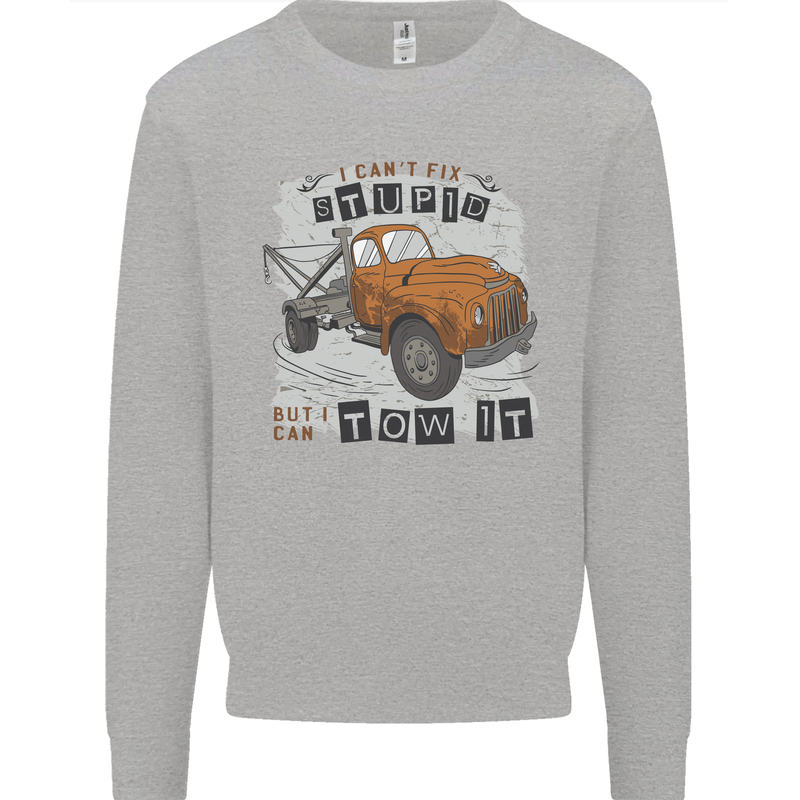 I Can Tow It Funny Towing Truck Operator Kids Sweatshirt Jumper Sports Grey