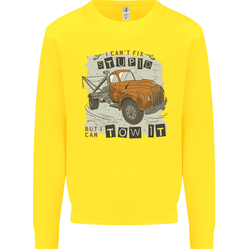 I Can Tow It Funny Towing Truck Operator Kids Sweatshirt Jumper Yellow