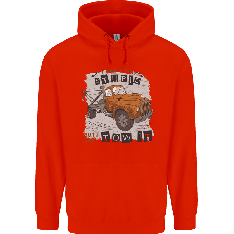 I Can Tow It Funny Towing Truck Operator Mens 80% Cotton Hoodie Bright Red
