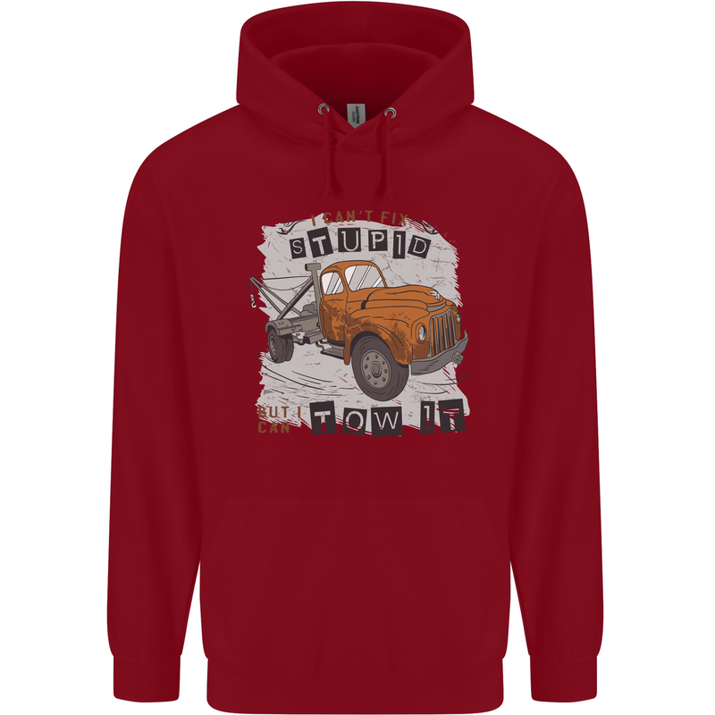 I Can Tow It Funny Towing Truck Operator Mens 80% Cotton Hoodie Red