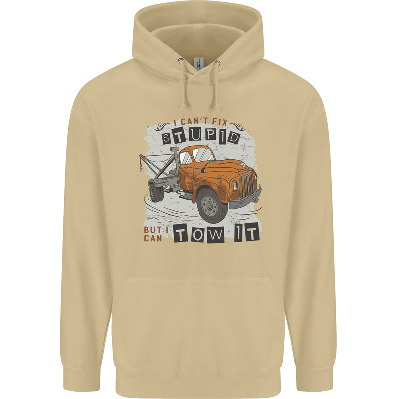 I Can Tow It Funny Towing Truck Operator Mens 80% Cotton Hoodie Sand