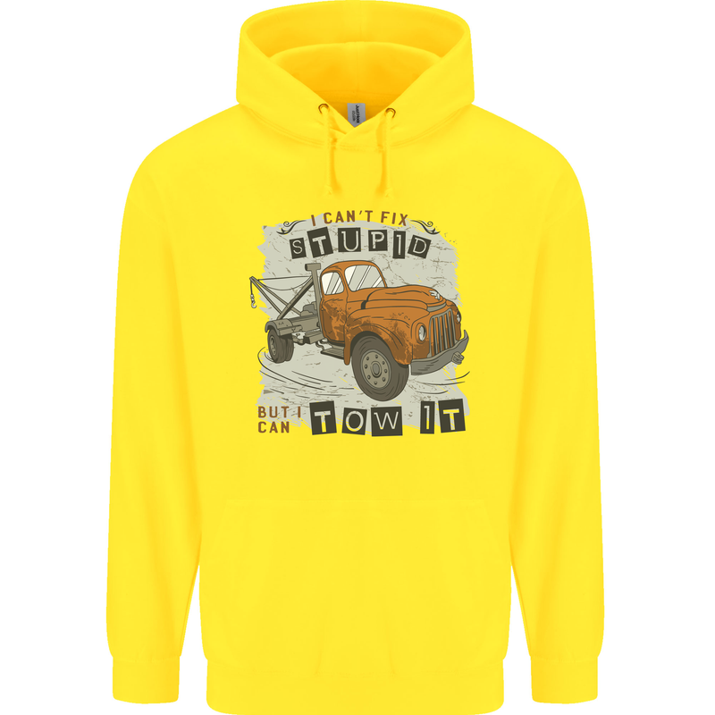 I Can Tow It Funny Towing Truck Operator Mens 80% Cotton Hoodie Yellow