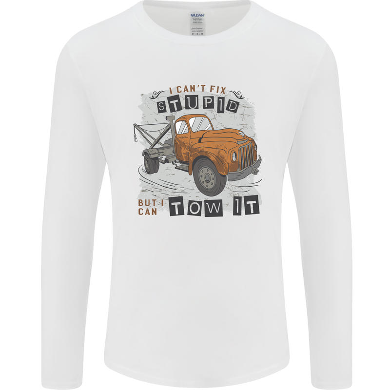 I Can Tow It Funny Towing Truck Operator Mens Long Sleeve T-Shirt White