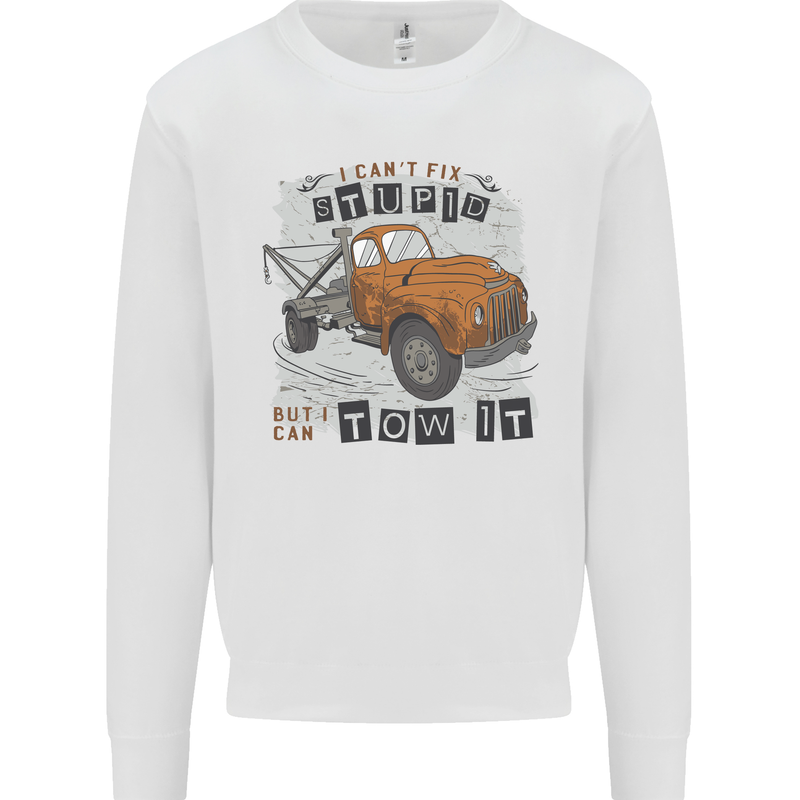 I Can Tow It Funny Towing Truck Operator Mens Sweatshirt Jumper White
