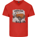 I Can Tow It Funny Towing Truck Operator Mens V-Neck Cotton T-Shirt Red
