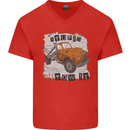 I Can Tow It Funny Towing Truck Operator Mens V-Neck Cotton T-Shirt Red