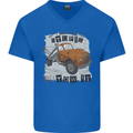 I Can Tow It Funny Towing Truck Operator Mens V-Neck Cotton T-Shirt Royal Blue