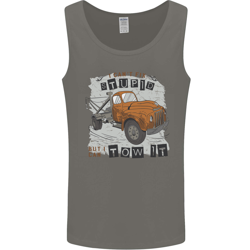 I Can Tow It Funny Towing Truck Operator Mens Vest Tank Top Charcoal
