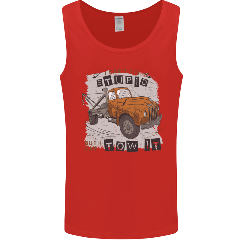 I Can Tow It Funny Towing Truck Operator Mens Vest Tank Top Red