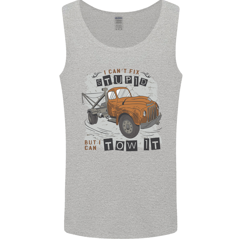 I Can Tow It Funny Towing Truck Operator Mens Vest Tank Top Sports Grey