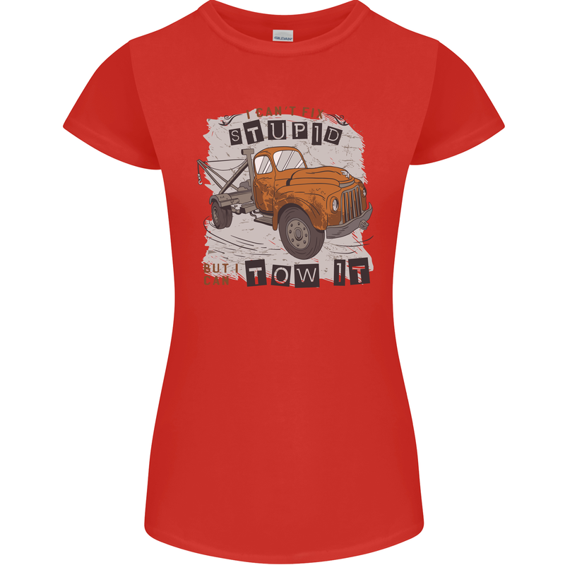 I Can Tow It Funny Towing Truck Operator Womens Petite Cut T-Shirt Red