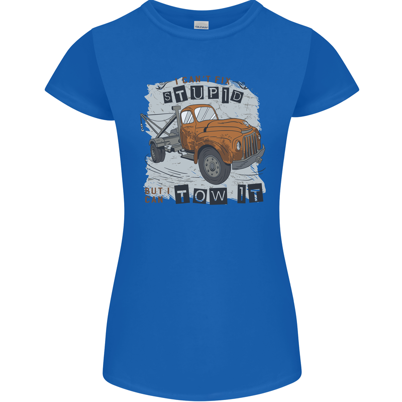 I Can Tow It Funny Towing Truck Operator Womens Petite Cut T-Shirt Royal Blue