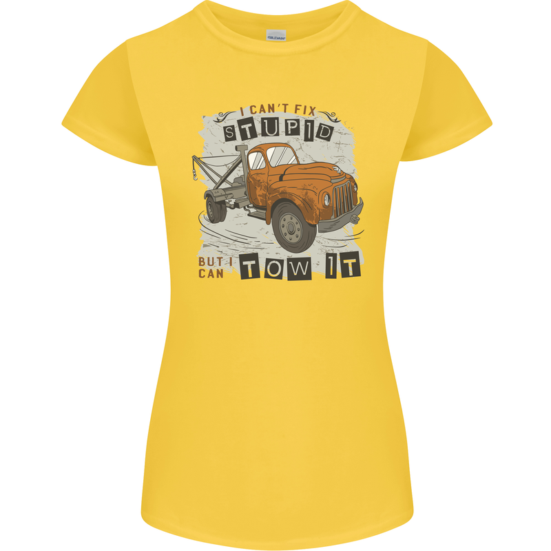 I Can Tow It Funny Towing Truck Operator Womens Petite Cut T-Shirt Yellow