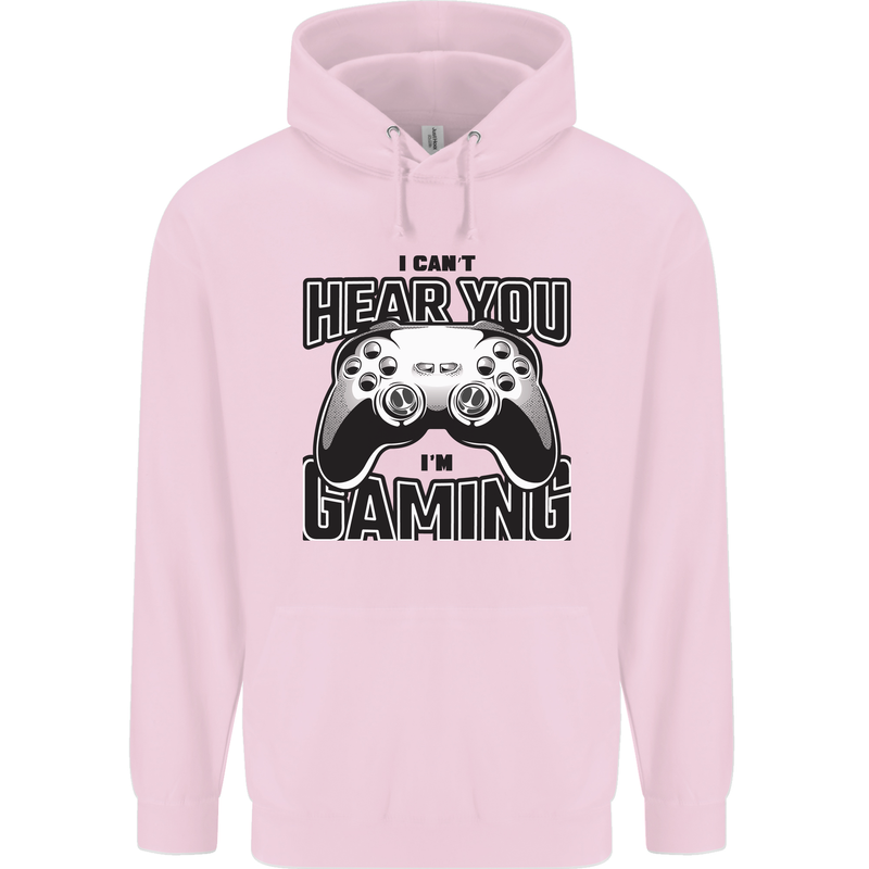I Can't Hear You Im Gaming Funny Gamer Childrens Kids Hoodie Light Pink