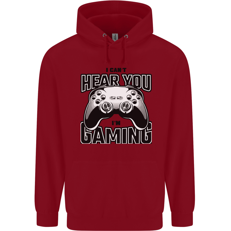 I Can't Hear You Im Gaming Funny Gamer Childrens Kids Hoodie Red