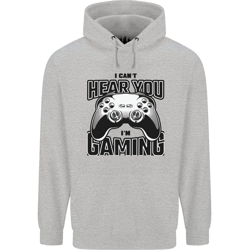 I Can't Hear You Im Gaming Funny Gamer Childrens Kids Hoodie Sports Grey