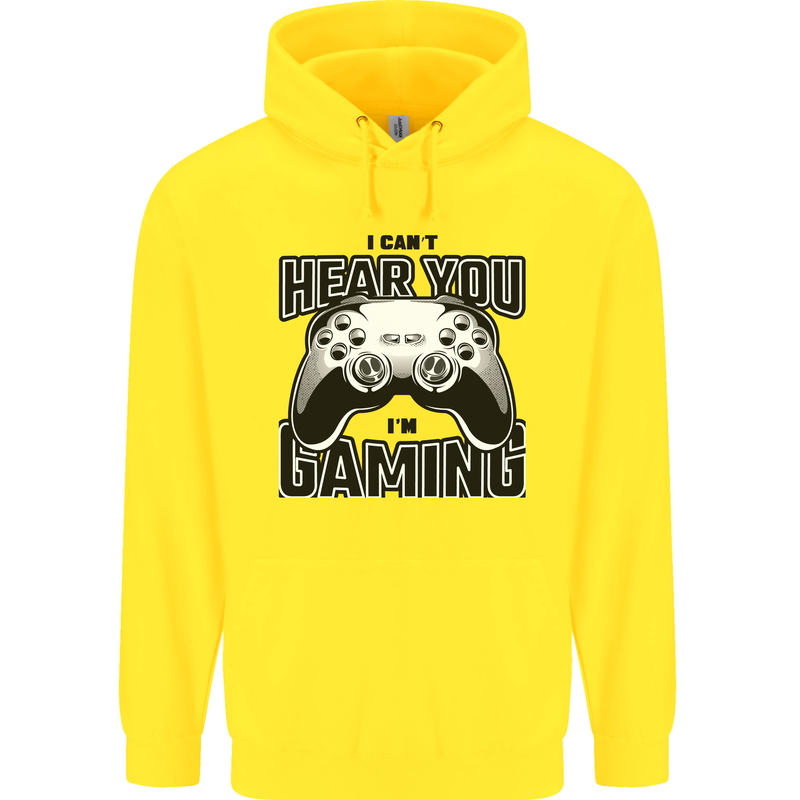 I Can't Hear You Im Gaming Funny Gamer Childrens Kids Hoodie Yellow