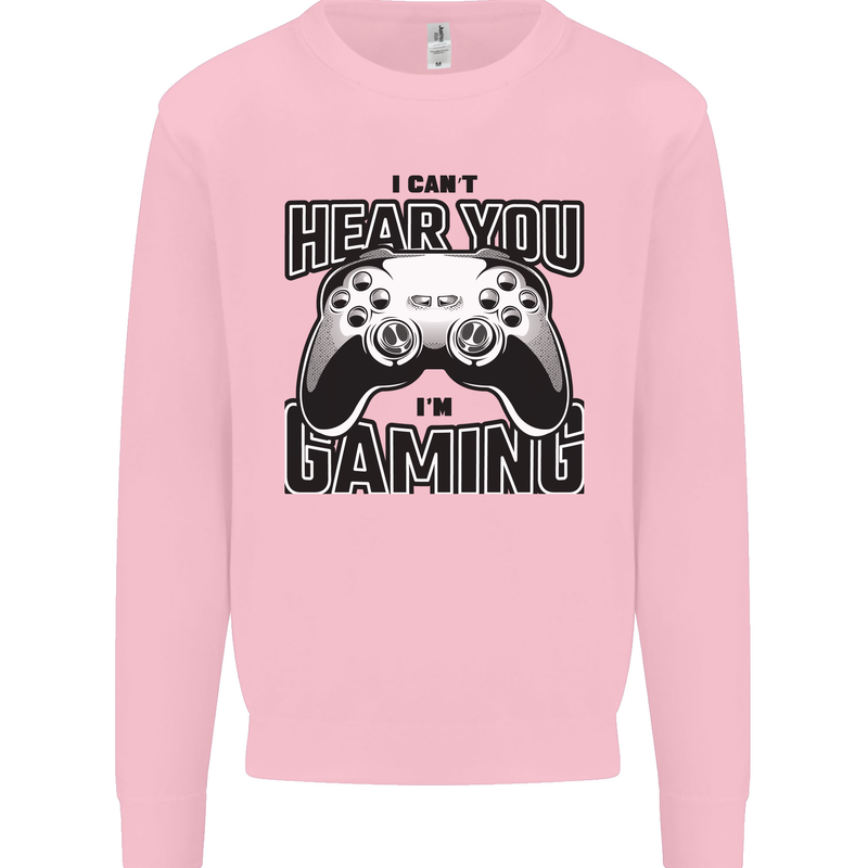 I Can't Hear You Im Gaming Funny Gamer Kids Sweatshirt Jumper Light Pink