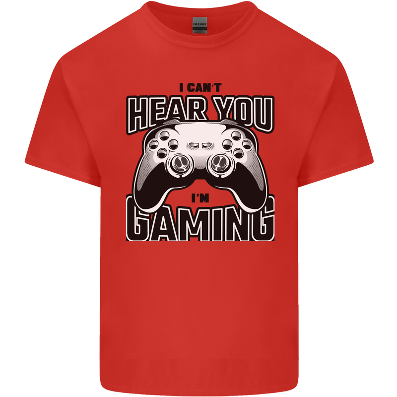 I Can't Hear You Im Gaming Funny Gamer Kids T-Shirt Childrens Red