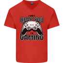 I Can't Hear You Im Gaming Funny Gamer Mens V-Neck Cotton T-Shirt Red