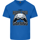 I Can't Hear You Im Gaming Funny Gamer Mens V-Neck Cotton T-Shirt Royal Blue