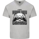 I Can't Hear You Im Gaming Funny Gamer Mens V-Neck Cotton T-Shirt Sports Grey